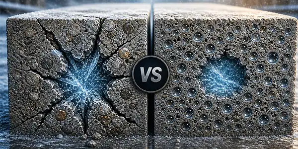 Concrete internal cracking caused by freeze-thaw pressure and air entrainment system