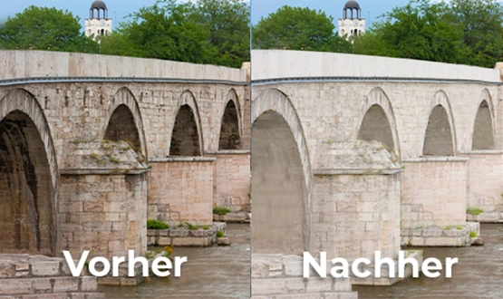 Wie dichtet man die Balken der historischen Brücke ab?