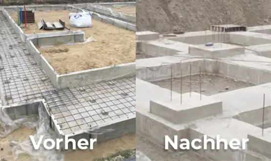 Wie erstellt man das Fundament der Struktur für die Vorgründung des Gebäudes?