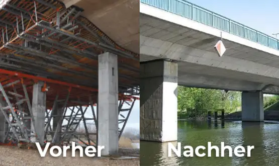 Wie führt man das Fundament der Struktur für das Unterdeck der Brücke aus?