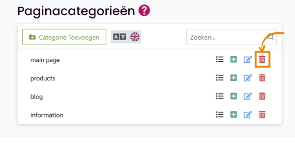 Hoe een categorie te verwijderen in Ciriks Website Builder