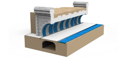 What is the method of waterproofing the Concrete expansion joints of the historical tunnel?