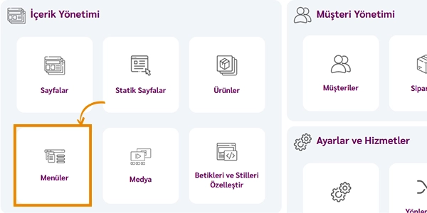CIRIKS Site Builder'da menüleri yönetme ve düzenleme adımları