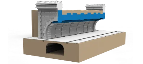 What is the method of waterproofing the roof of the historical tunnel?