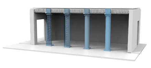 What is the method of Foundation insulation of structure for Column of buildings ?