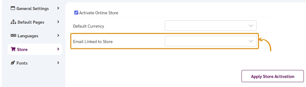 How to link an email to your online store for communications?