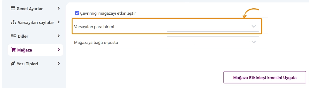 Çevrimiçi mağazanız için varsayılan para birimi nasıl ayarlanır?